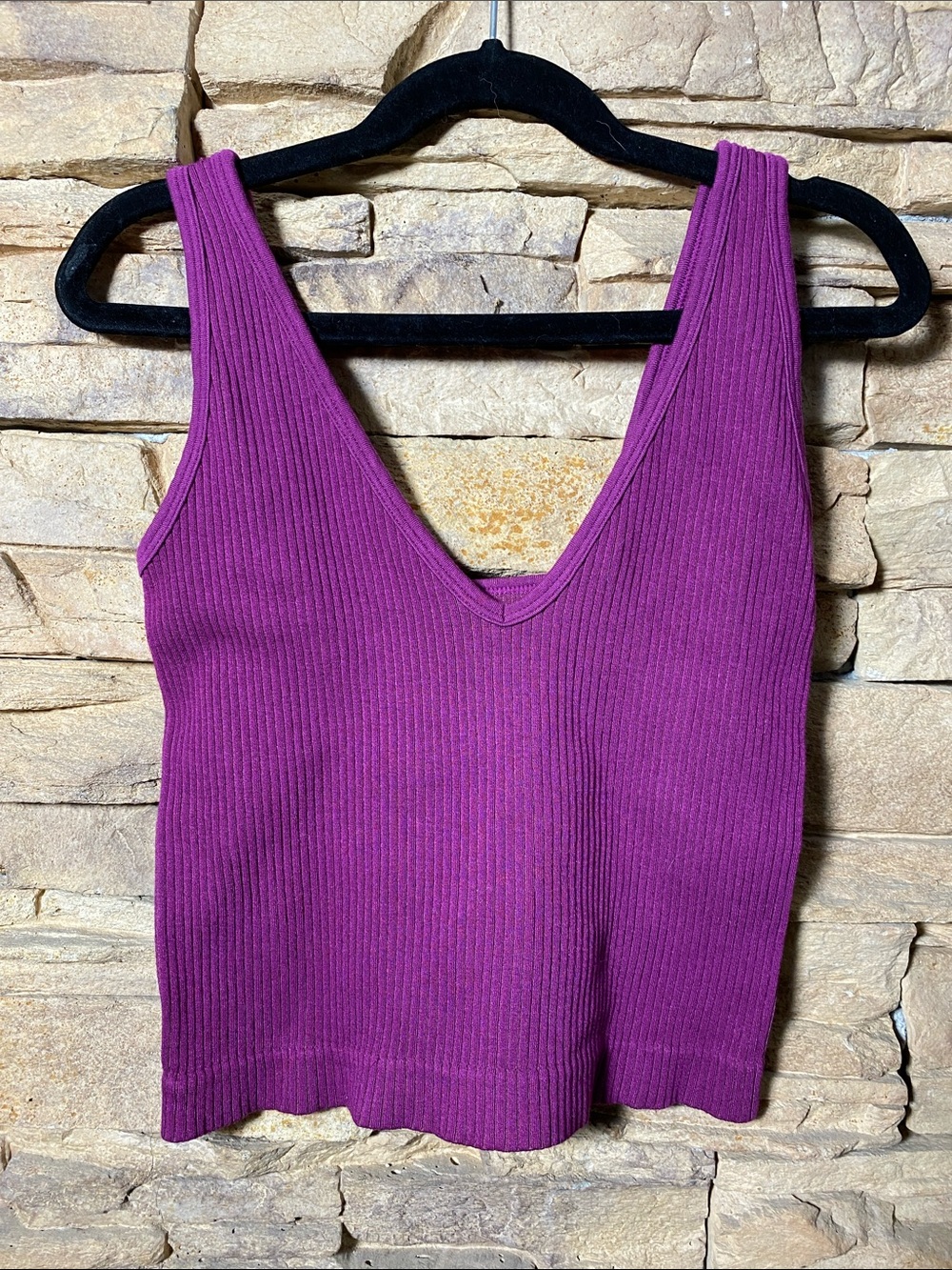 Intimately Free People Royal Purple Ribbed V-Neck Brami Tank Top XS/S